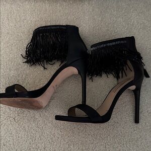 BCBG Black Fringe Heels